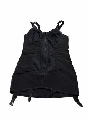 50s/60s European Vintage Triumph Zip Front Corselette Girdle Shapewear Black LXL